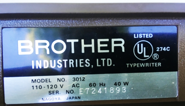 Brother "3012" serial number location...