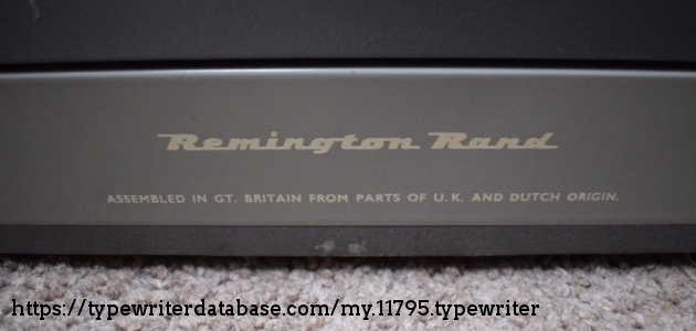 Remington Rand - Assembled in Great Britain from parts of UK and Dutch Origin