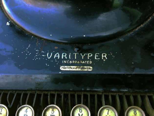 VariTyper "Varityper Incorporated" logo on the front...