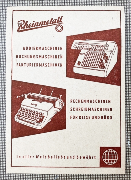 Rheinmetall "KsT" from the back of the inspection card that doesn't belong with this typewriter... Rheinmetall "KsT" from the back of the inspection card that doesn't belong with this typewriter...